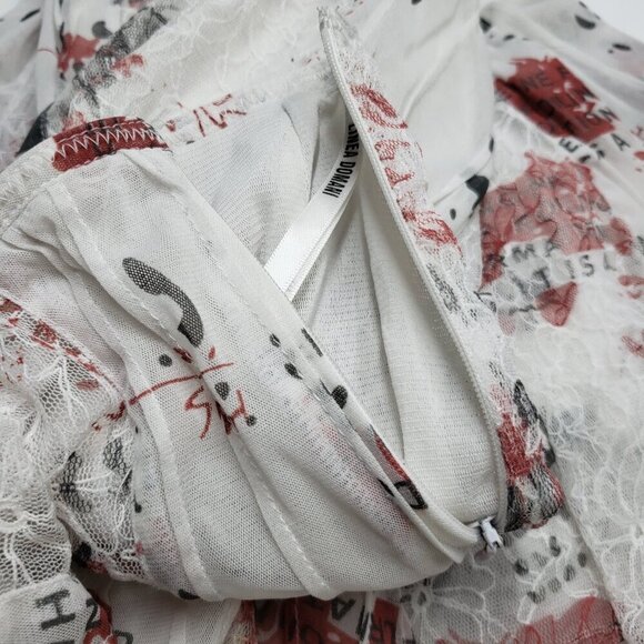 Linea Domani A Line Skirt Midi Lace Inserts Graphic Pattern Size 8 - Picture 9 of 16